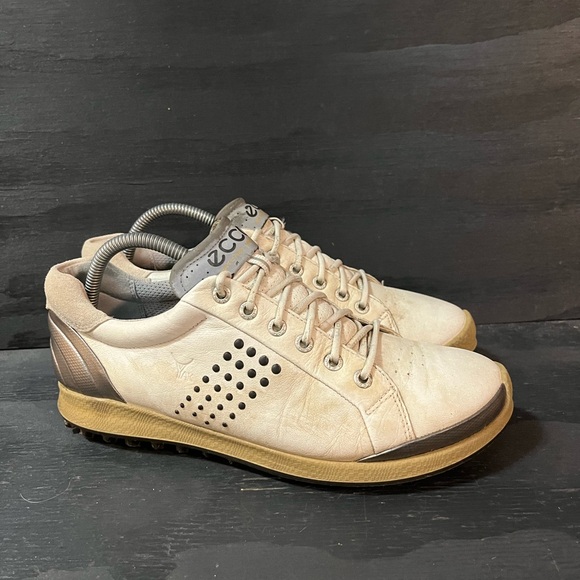 ECCO Golf Shoes Mens Size EU 41 Biom Hydromax Off White Yak Leather Spikeless - Picture 1 of 8